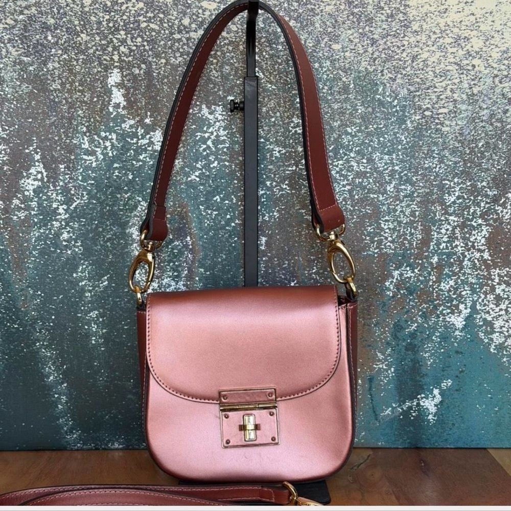 Asia Bellucci Metallic Rose Italian Leather Handbag (EUC)